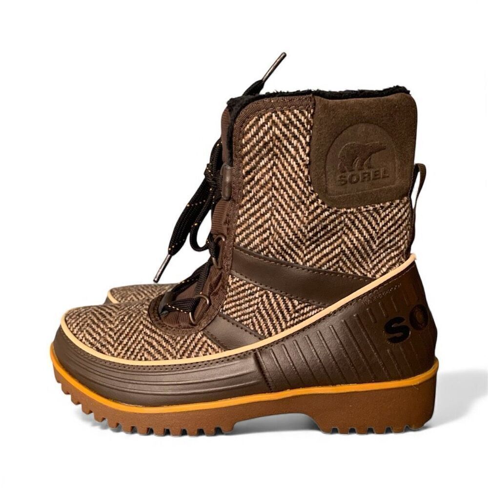 Sorel Brown Tweed and Dark Brown Winter Rain Boots